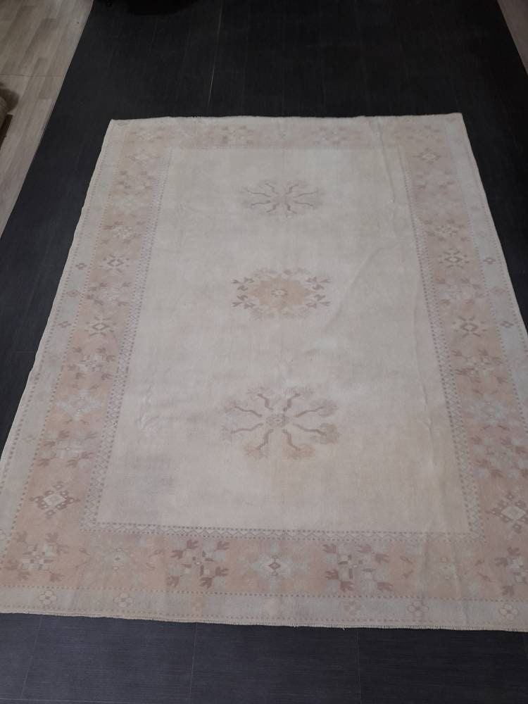 MUTED Vintage Rug, 6.8 x 8.8 Rug, Turkish Rugs, Hand Made Rug, Muted Persian Rug Turkish Rug Muted Wool Rug Vintage Rug Muted Oriental Rug