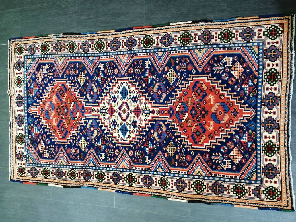 Vintage Rug, Oriental Handmade Rug, 3.6 x 6.2 Oushak Rug, Rustic Rug, Fun Vintage Turkish Rug, Persian Rug,Soft Wool Rug, Traditional Rugs