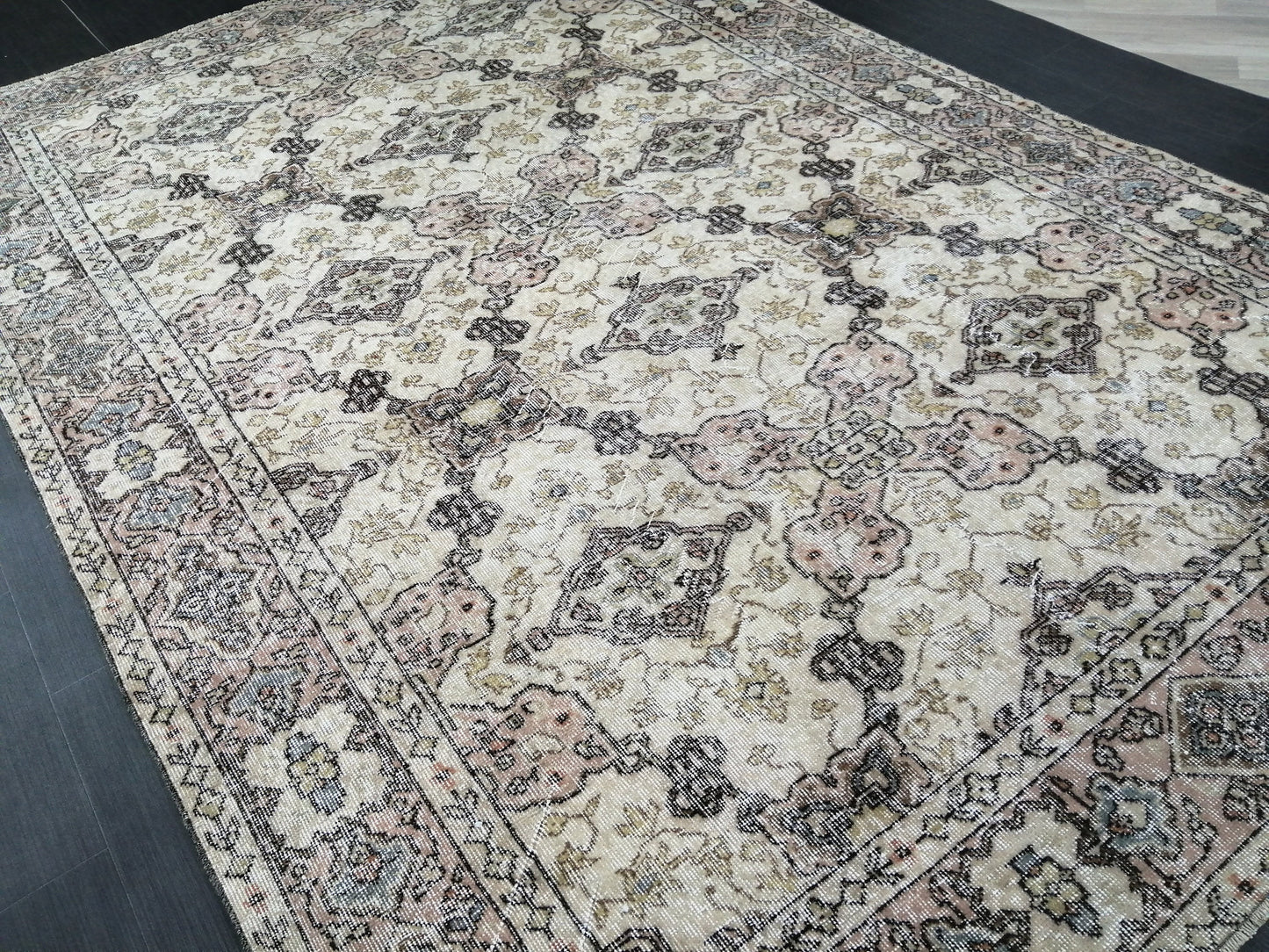 7 x 10.4 Vintage Rug TURKISH HAND MADE Rug Vintage Turkish Rug Oushak Rug Traditional Rug, Turkish Rug, Vintage Oushak Rug, Wool Rug 7x10
