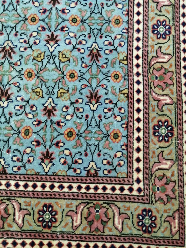3.6 x 5.8 Blue Hand Made Rug, Oushak Rug, Rustic Rug, Bohemian Rug, Rug Runner, Turkish Rug, Farmhouse Rug, Vintage Rug, Wool rug