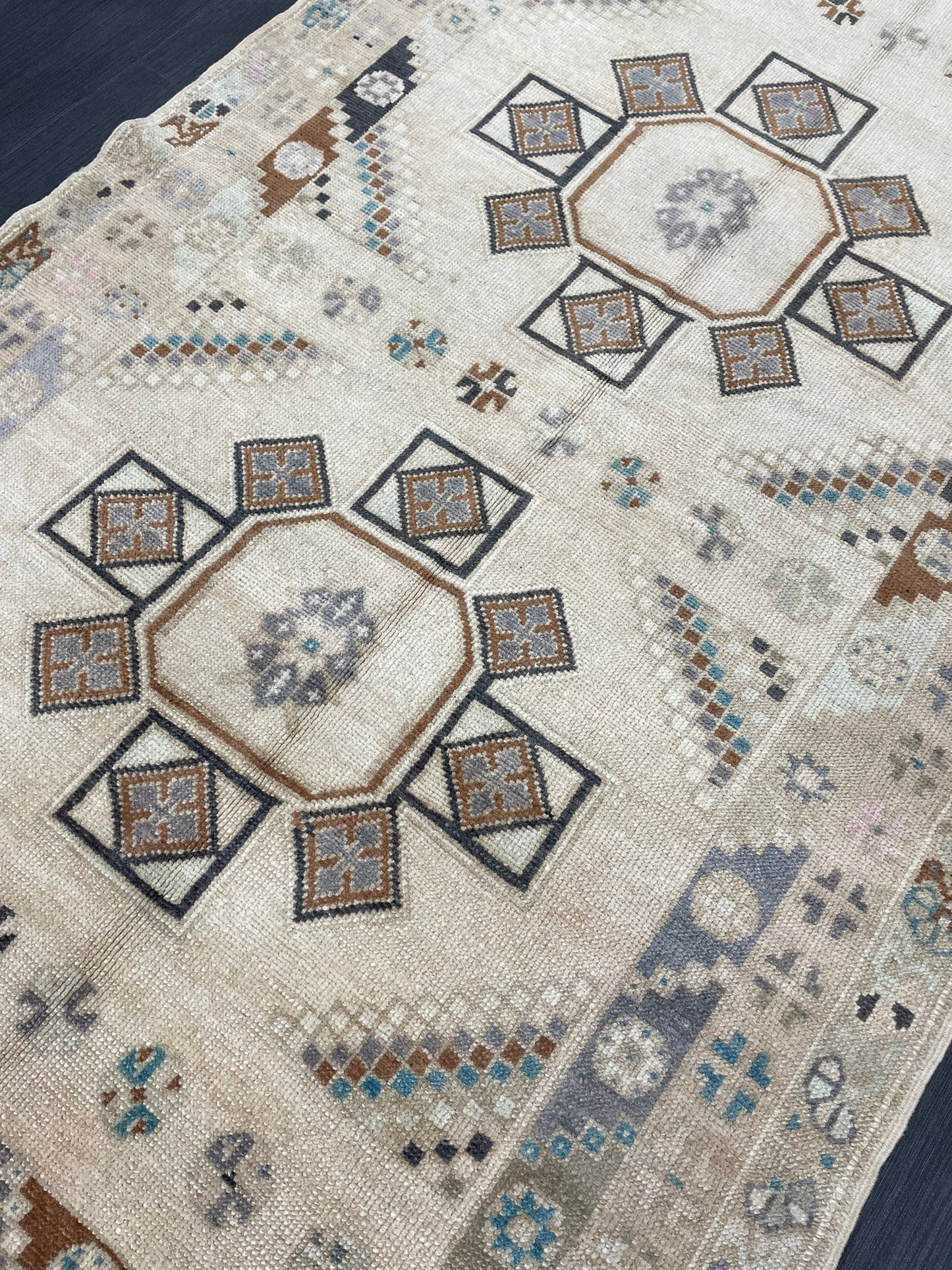 Muted Handmade Rug Muted 3.6 x 6.8 Vintage Rug Wool Oushak Rug Hand Made Rugs Vintage Turkish Rug Living Room Rug