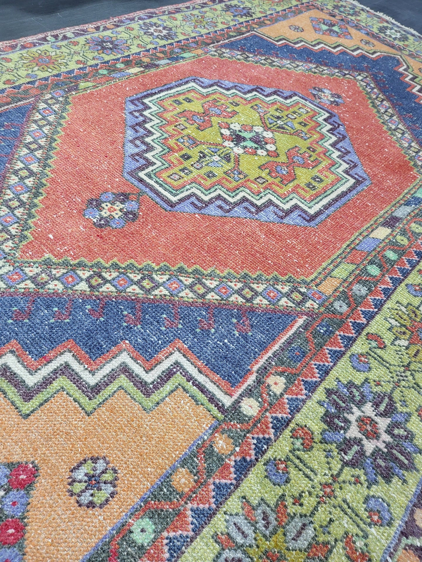 MUTED Large Vintage RUG TURKISH Oushak Rug 5 x 9.3 Vintage Oriental Rug Antique Persian Hand Made Rug Wool Turkish Anatolian Rug