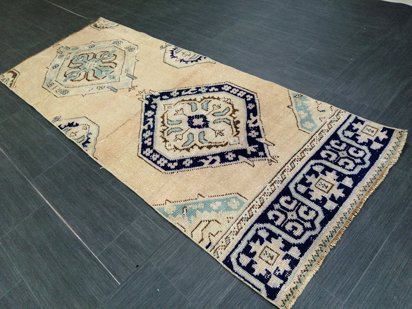 6.5 x 2.5 Short Oushak Runner Rug Turkish Runner Rug Vintage Runner Rug Hallway Runner Rug Kitchen Runner Rug Wool Runner Rug Wool Runner
