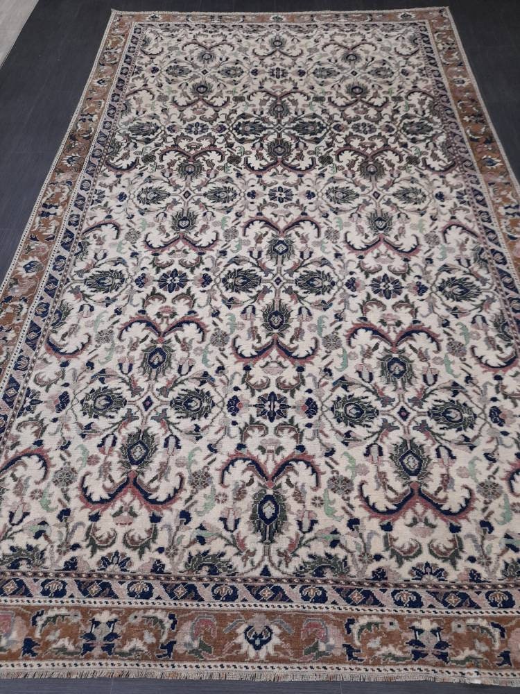 Vintage Oriental RUG 6.3 x 10.8 Oushak Rug Persian Rug Navy Vintage Rug Fine Oushak Rugs Antique Turkish Rug Muted Turkish Rug