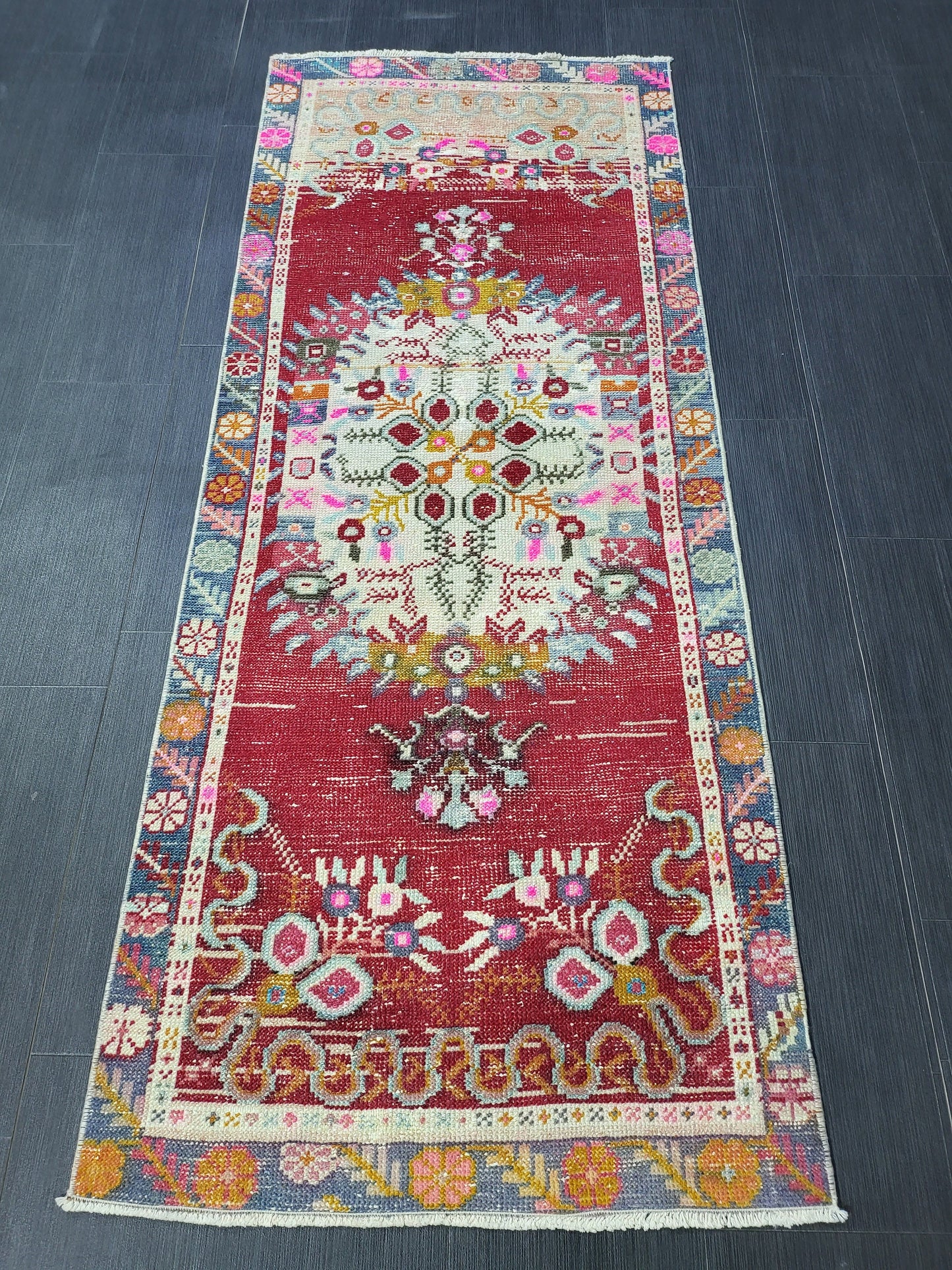 Antique Rug, Vintage Rug, Turkish 2.6 x 6 Wool Rug, Oushak Rug, Fine Knotted Rug, Hand Knotted Rug, Persian Rug, Handmade Rug