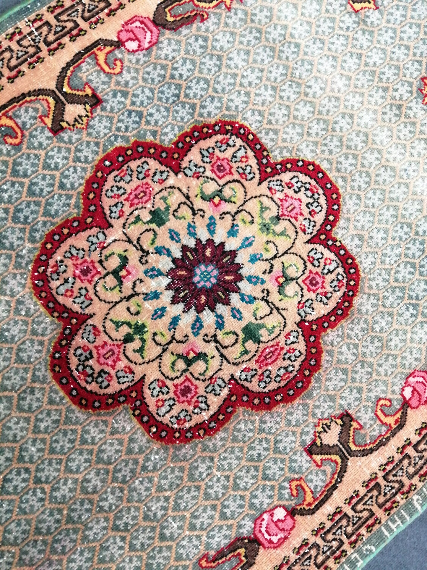 Floral OUSHAK RUG TURKISH Oushak Rug Vintage Oushak Runner Rug Vintage Runner Rug Wool Oushak Rug Hand Made Rugs Vintage Turkish Rug