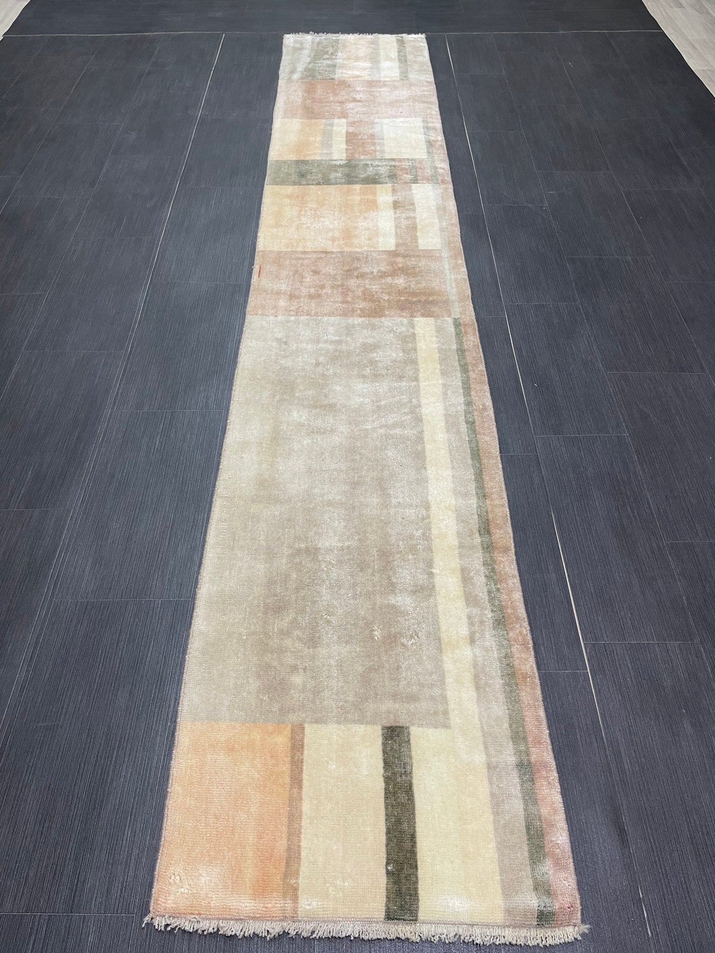 Hand Knotted Runner Rug 2 x 10.9 Modern Oushak Runner Rug Turkish Runner Rug Abstract Rug Hallway Runner Kitchen Runner Wool Runner