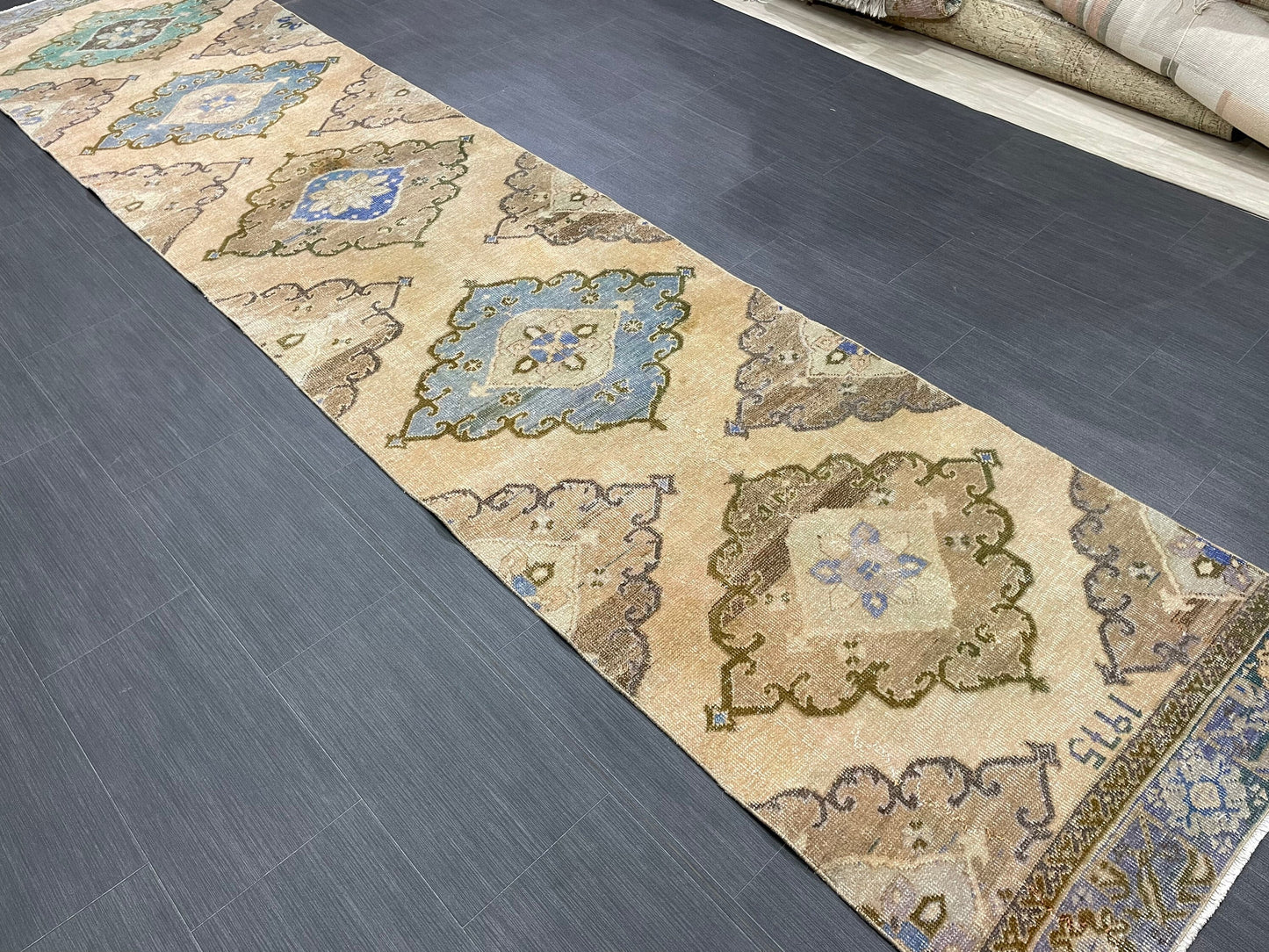 MUTED Hand Knotted Runner Antique Runner TURKISH Runner 2.8 x 12.8 Vintage Hallway Runner Rug Muted Runner Rug Kitchen Rug Runner