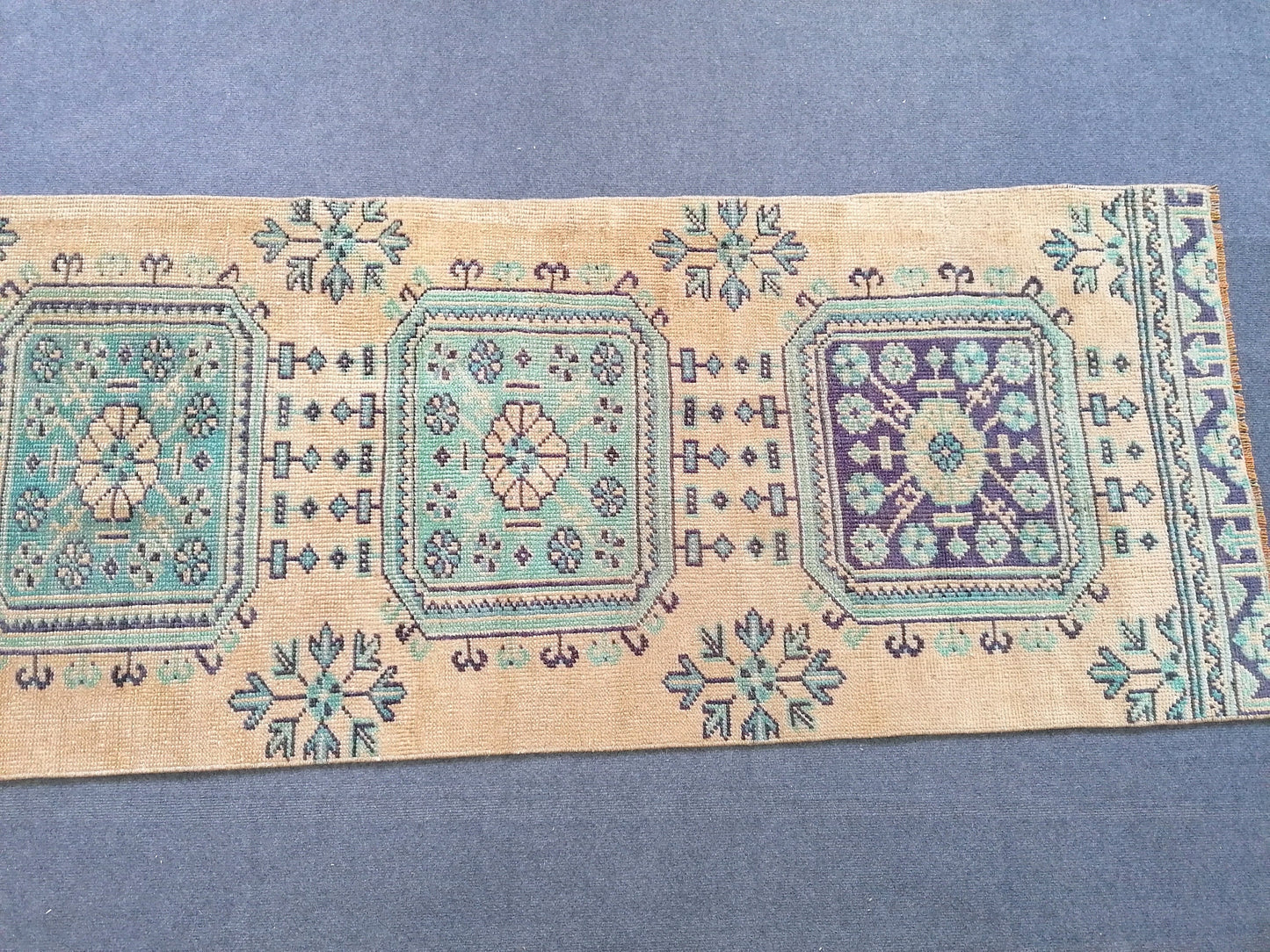 Vintage wool runner 2'7x10'6 oushak vintage runner kitchen runner rug, vintage anatolian runner rug,unique hand made bohemian