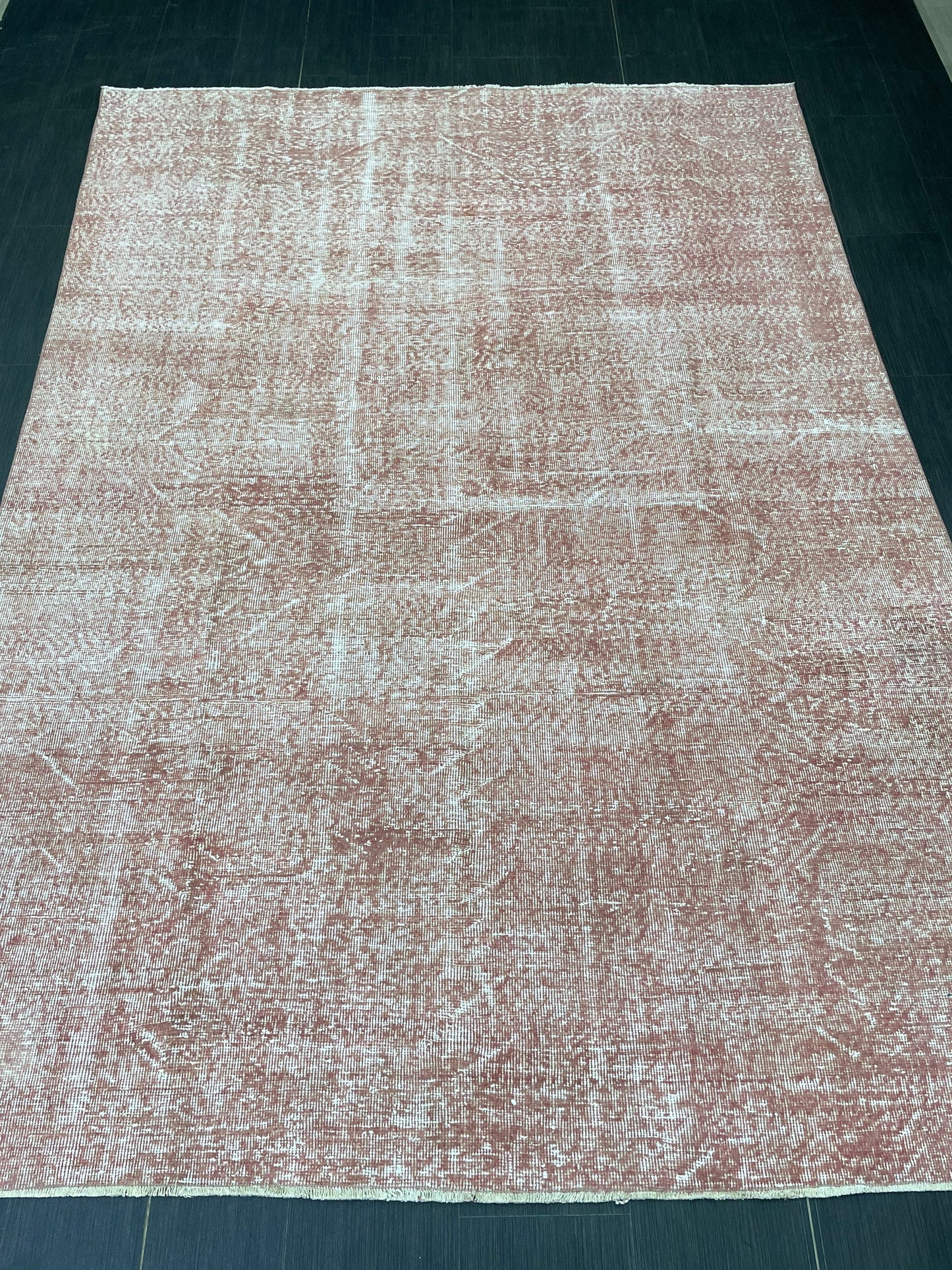 Distressed Hand Knotted Rug 6.5 x 9.2 Handmade Rug Oushak Rug Persian Rug Oriental Rug Vintage Turkish Rug Pink Wool Rug