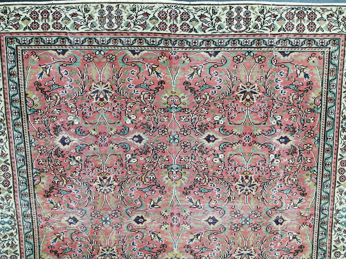 Floral OUSHAK RUG 10.2 x 6.2 TURKISH Rug Oriental Vintage Wool Rug Hand Made Rugs Vintage Turkish Rug