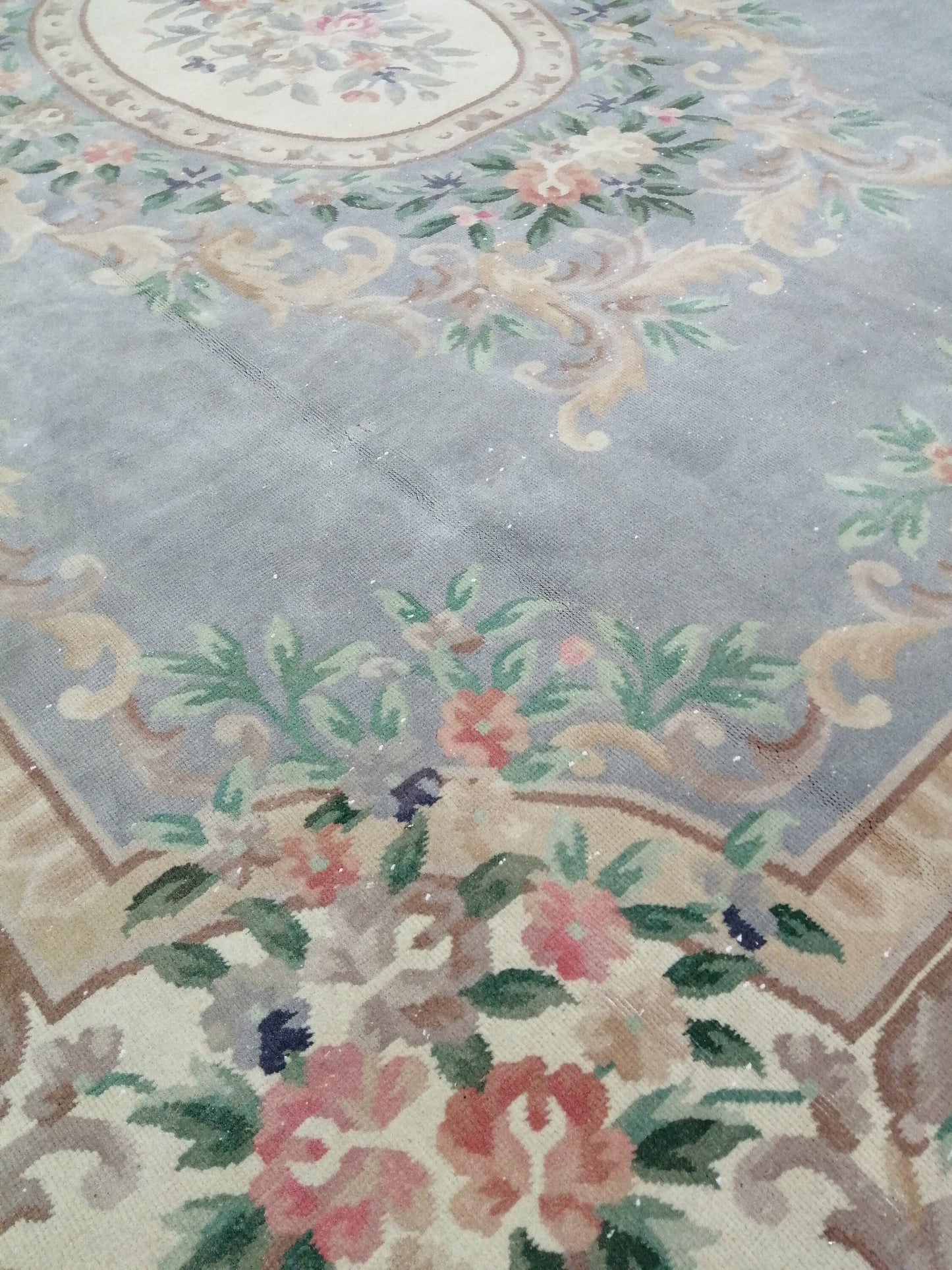 10 x 12.8 Hand Knotted Rug, Vintage LARGE Rug, Handmade Rug, Floral Rug Rustic Rug Muted Large Rug, Nepal Rug Fun Wool Rug 10x13 10x12
