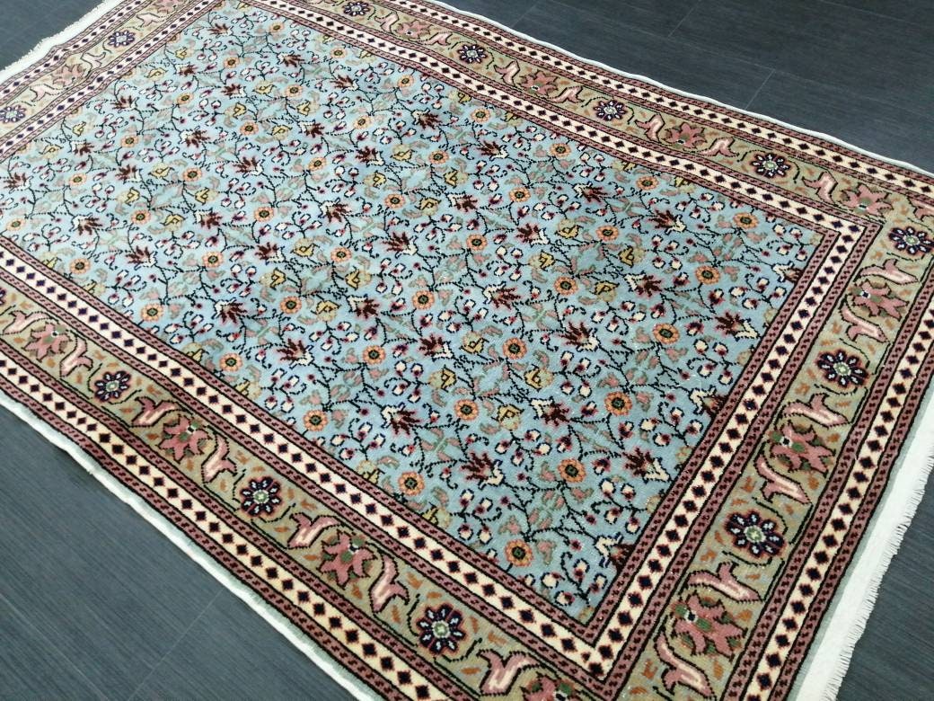 3.6 x 5.8 Blue Hand Made Rug, Oushak Rug, Rustic Rug, Bohemian Rug, Rug Runner, Turkish Rug, Farmhouse Rug, Vintage Rug, Wool rug