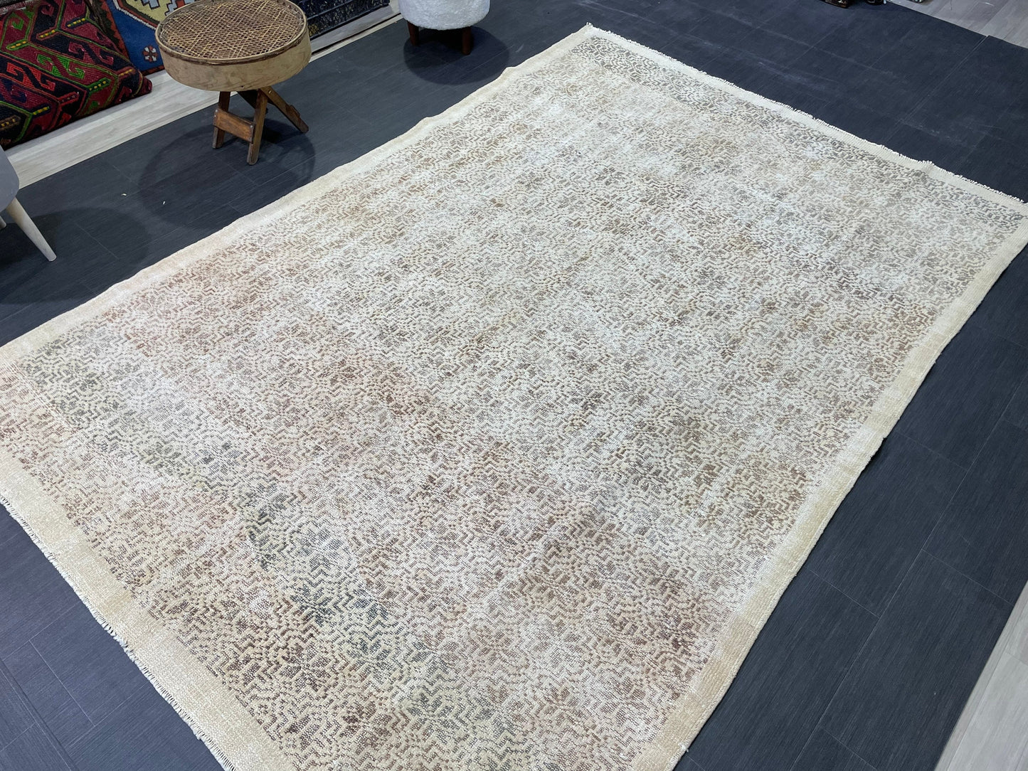Antique WOOL RUG, Vintage 6x9 Rug, Turkish Oushak Rug, Handmade Rug, Distressed Rug, Oushak Rug, Farmhouse Rug, Oriental Rug,Rustic Rug