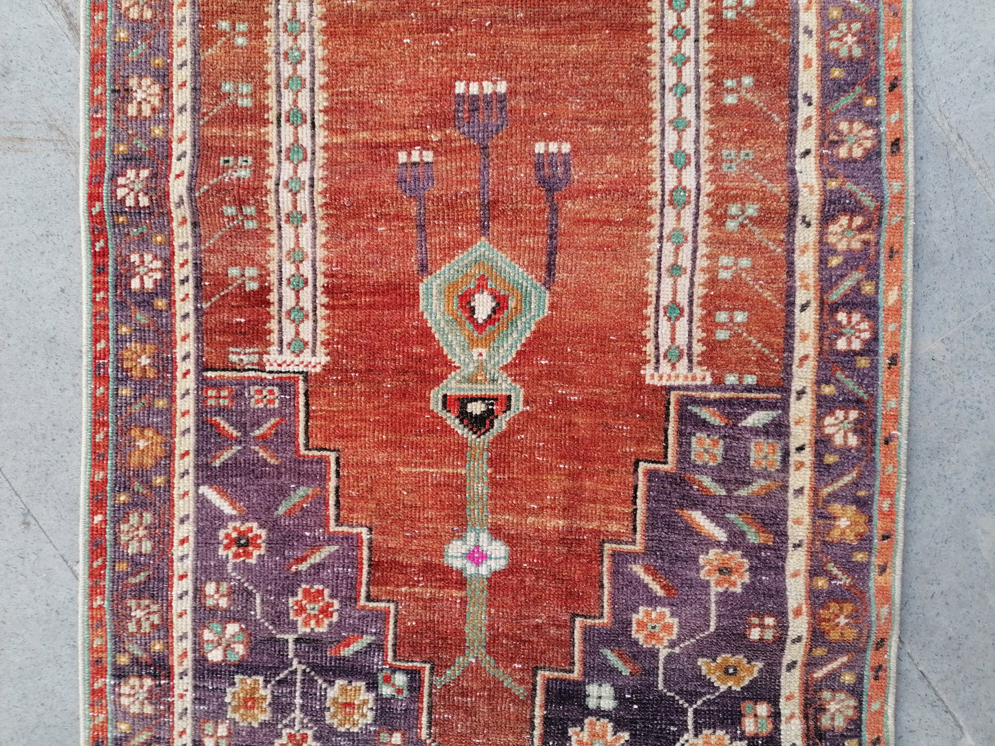 Vintage runner,kitchen runner,purple wool rug 8x2'7