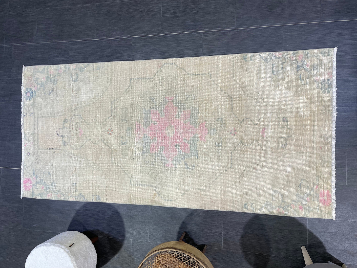 Distressed RUG, Vintage 3.4 x 7.2 Rug, Oushak Rug, Handmade Rug, Turkish Rug, Antique Rug, Farmhouse Rug, Persian Rug,Rustic Rug