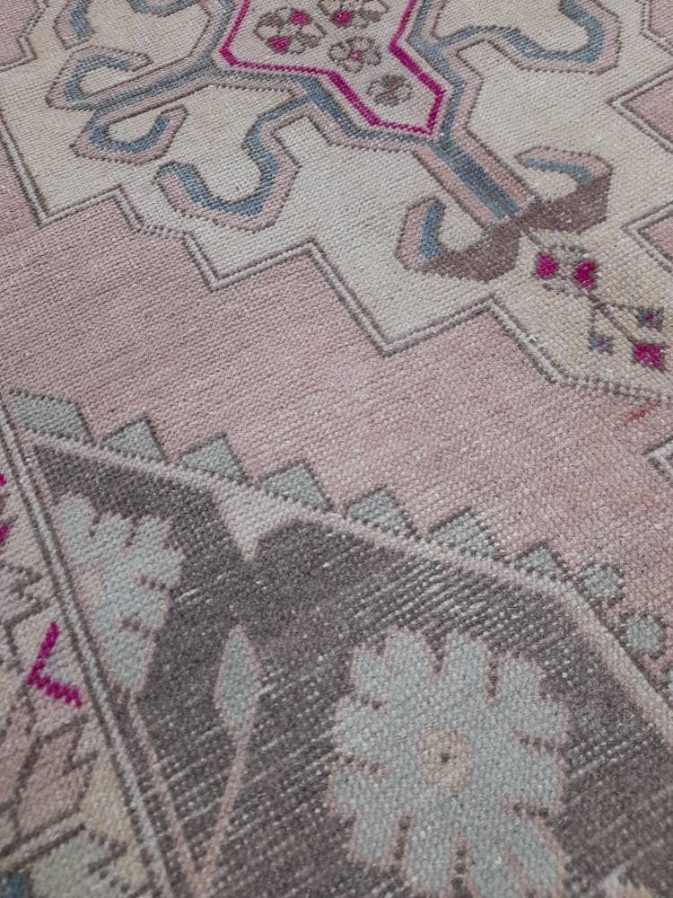 Vintage Rug TURKISH HAND MADE Rug Vintage Turkish 4 x 6m8 Rug Oushak Rug Turkish Oushak Rug, Vintage Oushak Rug, Muted Wool Rug