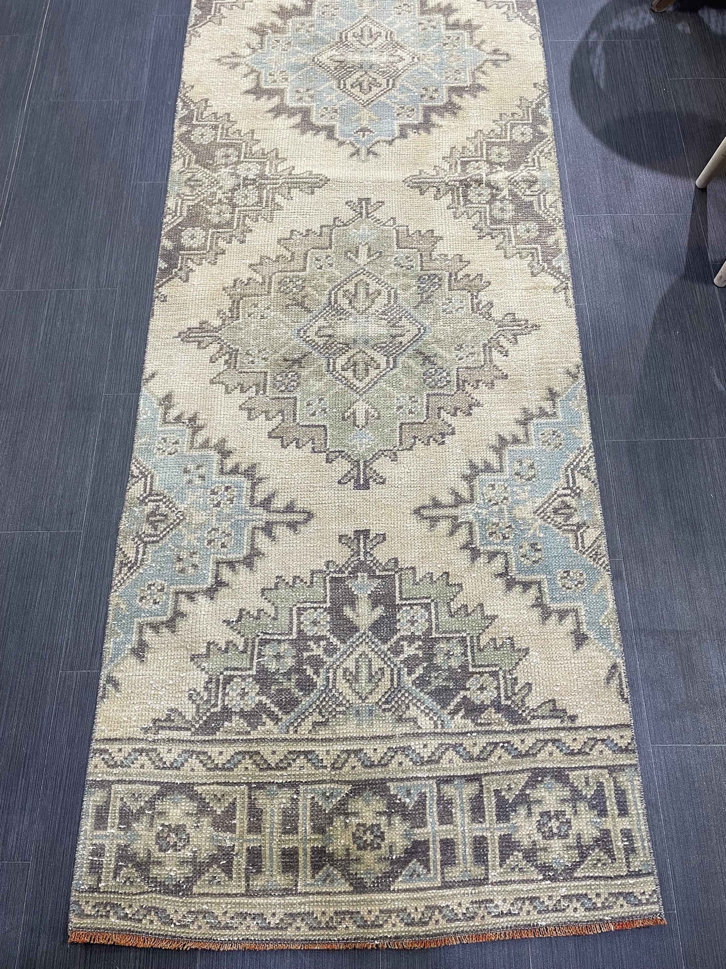 Hand Knotted Runner Rug, Vintage 2.8 x 11.2 Runner Rug,Handmade Short Runner Rug,Bathroom Runner Rug, Antique Runner Rug, Vanity Runner Rug