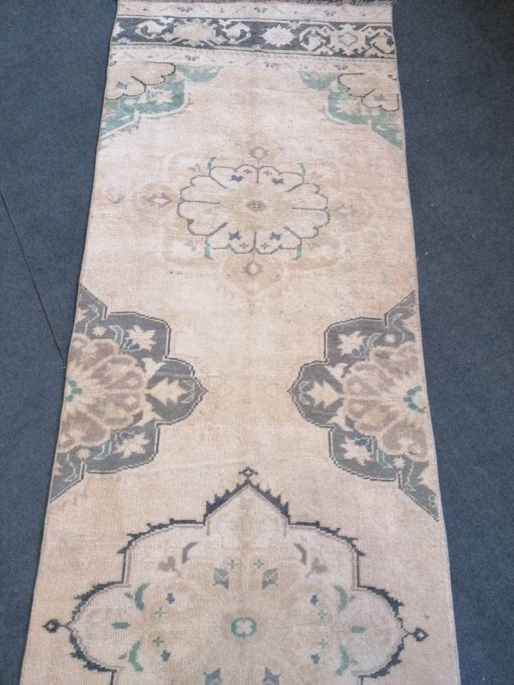 Vintage runner, oushak wool runner 2'10x11'3 hallway runner, turkish runner rug, entery runner, kitchen runner