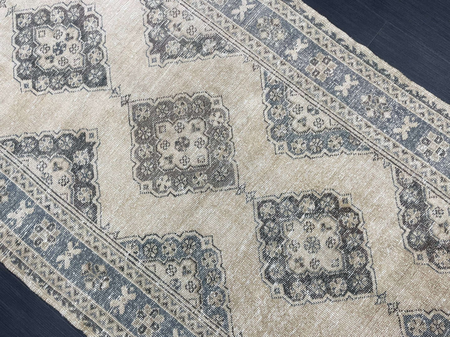 Vintage Hand Knotted Rug Vintage 4.2 x 11 Runner Muted Runner Rug Turkish Runner Rug Vintage Runner Rug Star Kitchen Runner Most See Rug