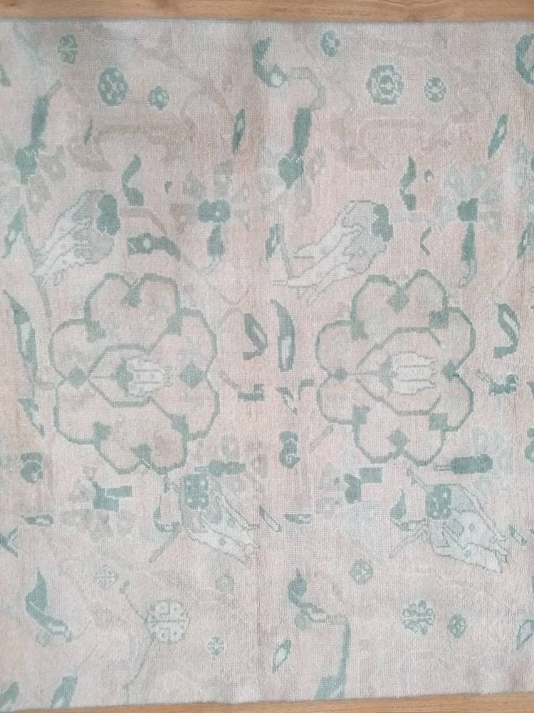 Vintage rug, green oushak rug 4'6x7'2 living room rug