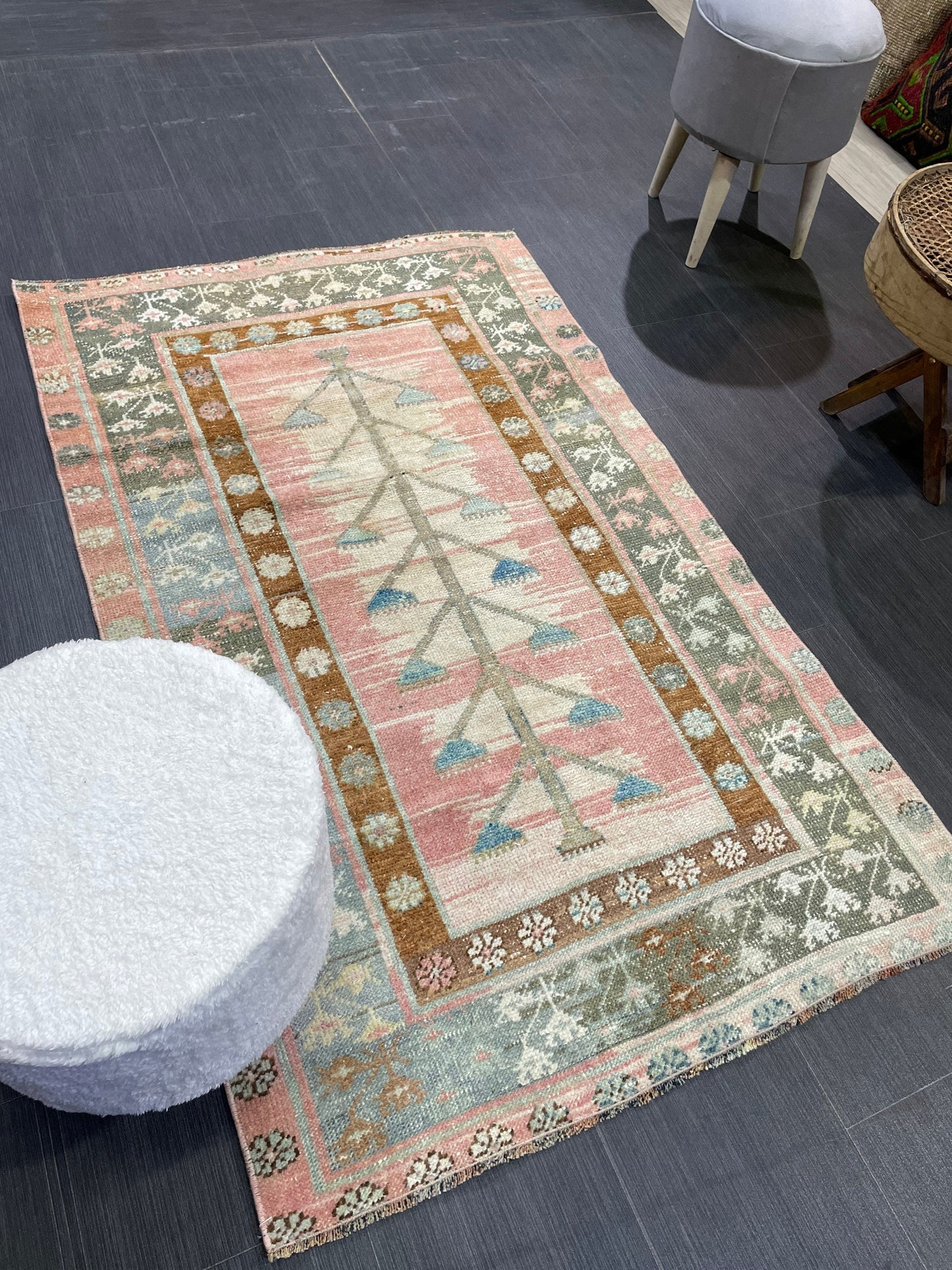 TURKISH Rug, Vintage 3x5 Wool Rug, Oushak Rug, Hand Knotted Rug, Anatolian Rug, Persian 100% Wool Rug, Handmade Rug