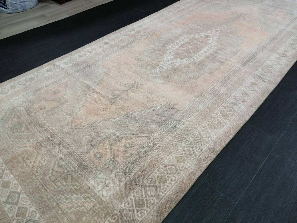Turkish Runner Rug 4.9 x 11.7 Muted Vintage Runner Persian Hallway Runner Rug Kitchen Runner Rug Oriental Distressed Runner Muted RUNNER