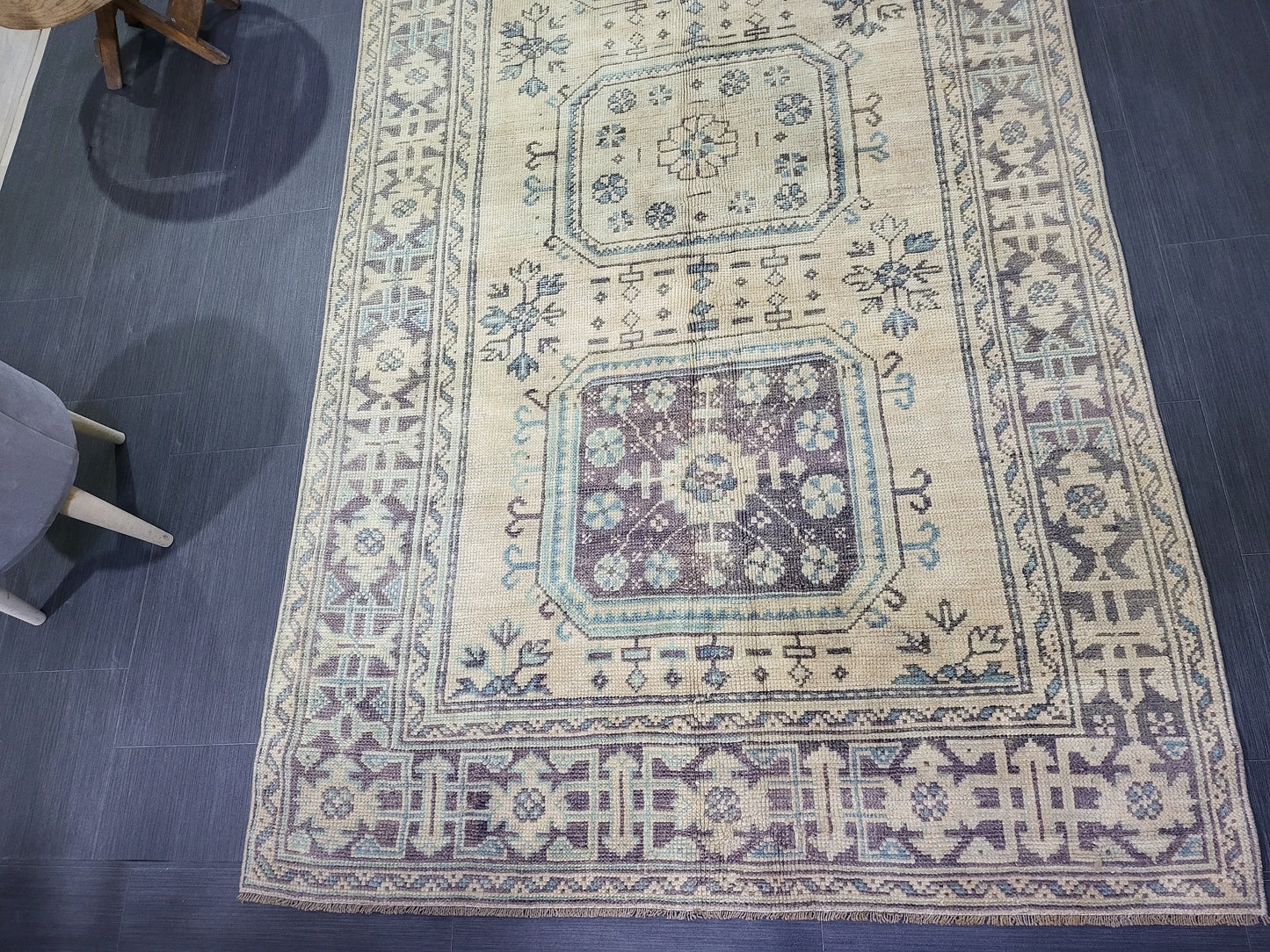 Muted Oushak Runner Rug, Turkish Runner 4.6 x 12 Rug, Vintage Runner Rug, Muted Hallway Runner Rug, Kitchen Runner Rug, Wool Handknotted Rug