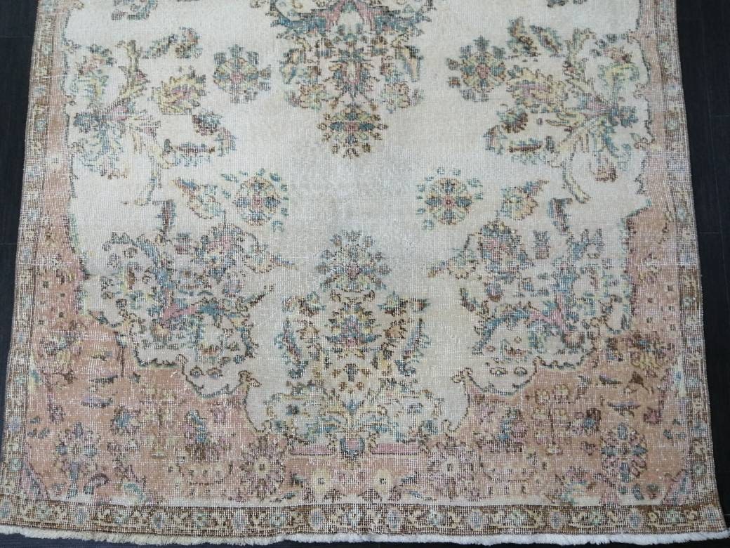 Vintage Rug, Muted 4.8 x 8.5 Rug, Living Room Rug,Oushak Rug,Hand Knotted Rug Cute Rug,Turkish Rug Vintage Fun rug
