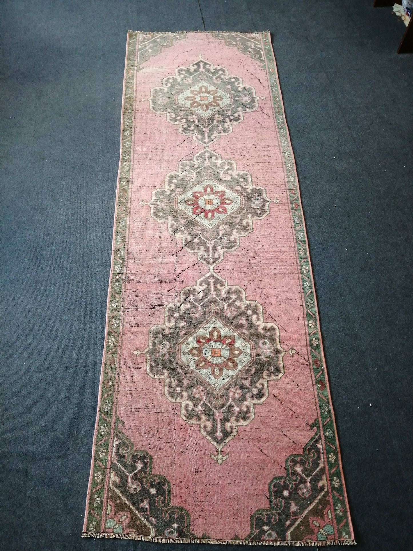 9.4 x 3 Oushak Runner Rug Turkish Runner Rug Vintage Runner Rug Hallway Runner Rug Kitchen Runner Rug Wool Runner Rug Wool Oushak Rug