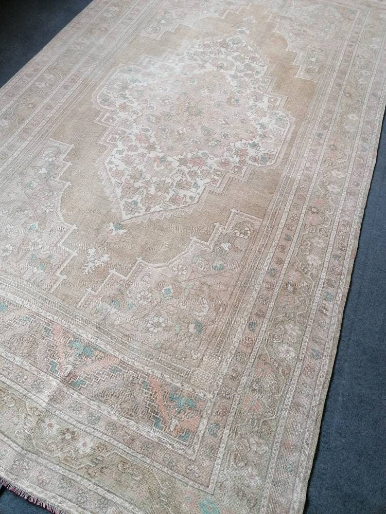 7x12'3 large oushak rug, pastel living room hand made rugs vintage turkish wool rug