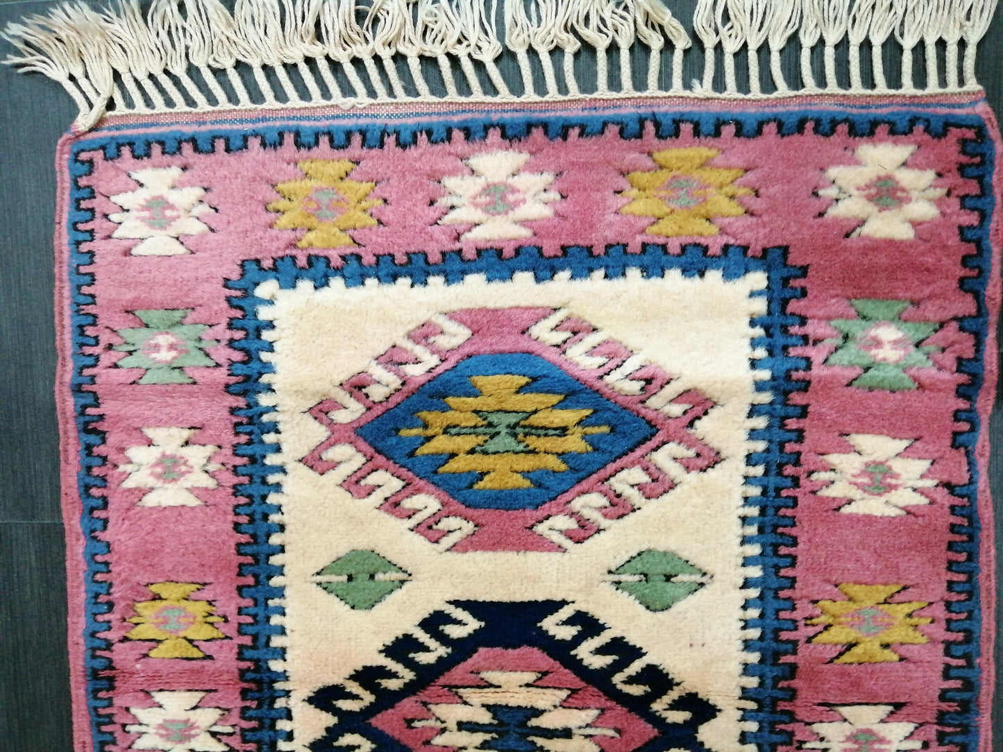 4.3X2.9 PINK AND NAVY Rug Hand Made Rug, High Pile Oushak Rug, 3x4 Boho Rug, Rug Runner, Plush Turkish Rug, Farmhouse Rug, Vintage Wool rug