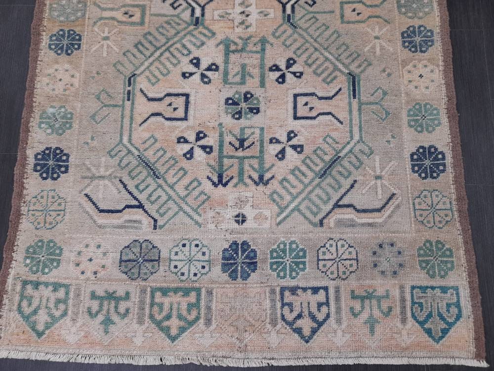 Vintage RUG TURKISH 4.3 x 6.8 Rug Vintage Oushak Rug Vintage Oriental Rug Wool Hand Knotted Rug Hand Made Rugs Antique Turkish Rug