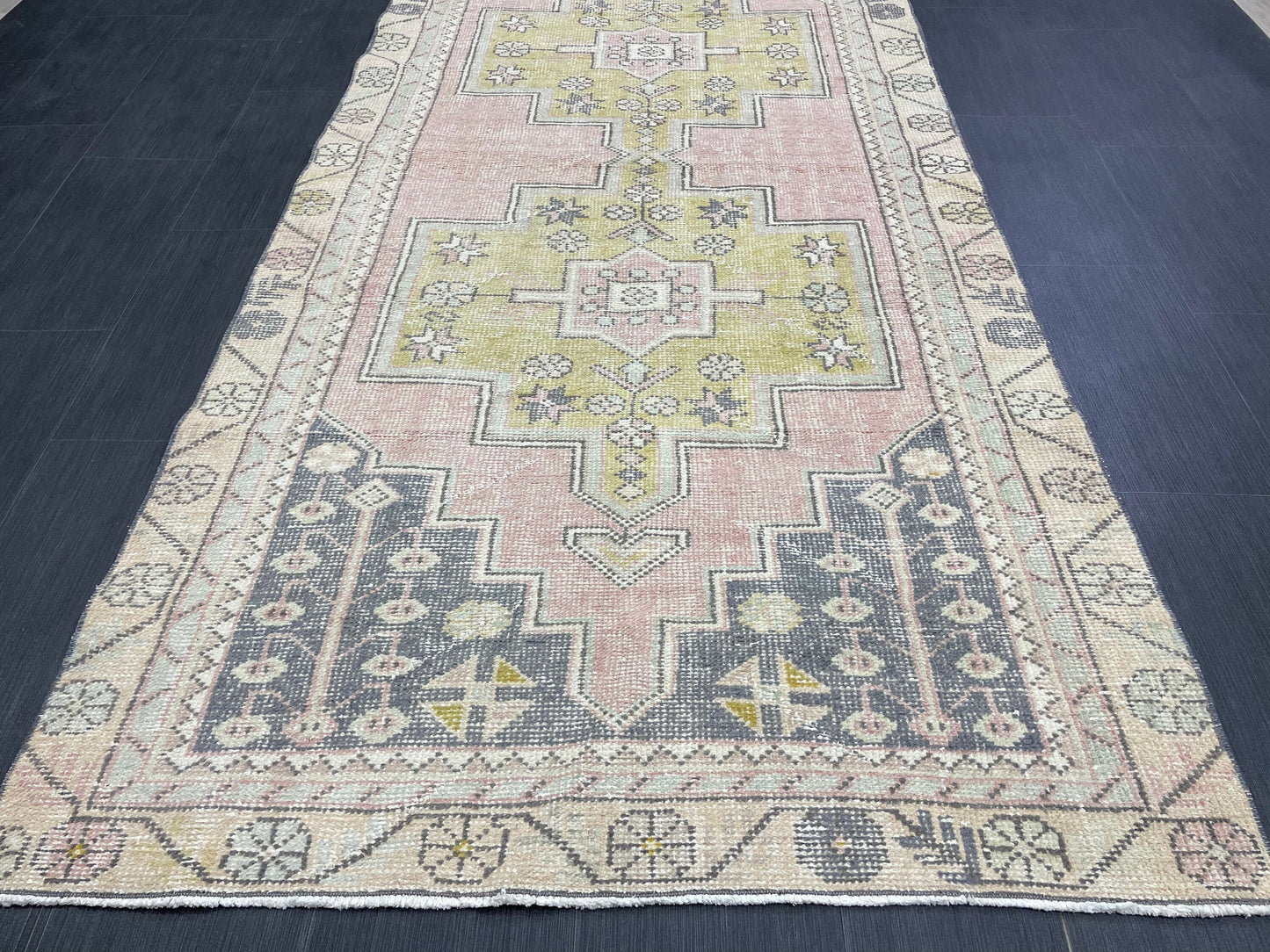 Vintage RUG 4 x 8.7 TURKISH Rug Oriental Rug Vintage Oushak Rug Vintage Persian Wool Rug Hand Made Rugs Vintage Turkish Rug Discounted Rugs