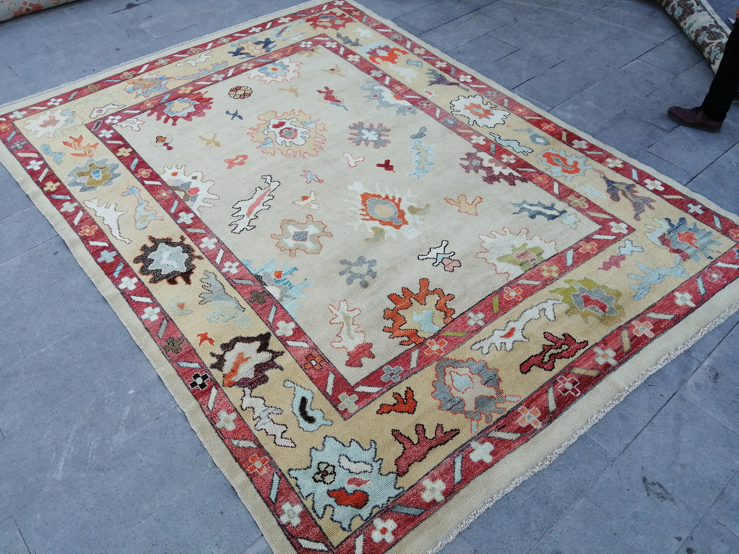 12 x 9 OUSHAK RUG, TURKISH Oushak Rug, Vintage Oushak Rug, Rug, Wool Oushak Rug Hand Made Rugs, Made In Turkey 9x12 Oushak Rug