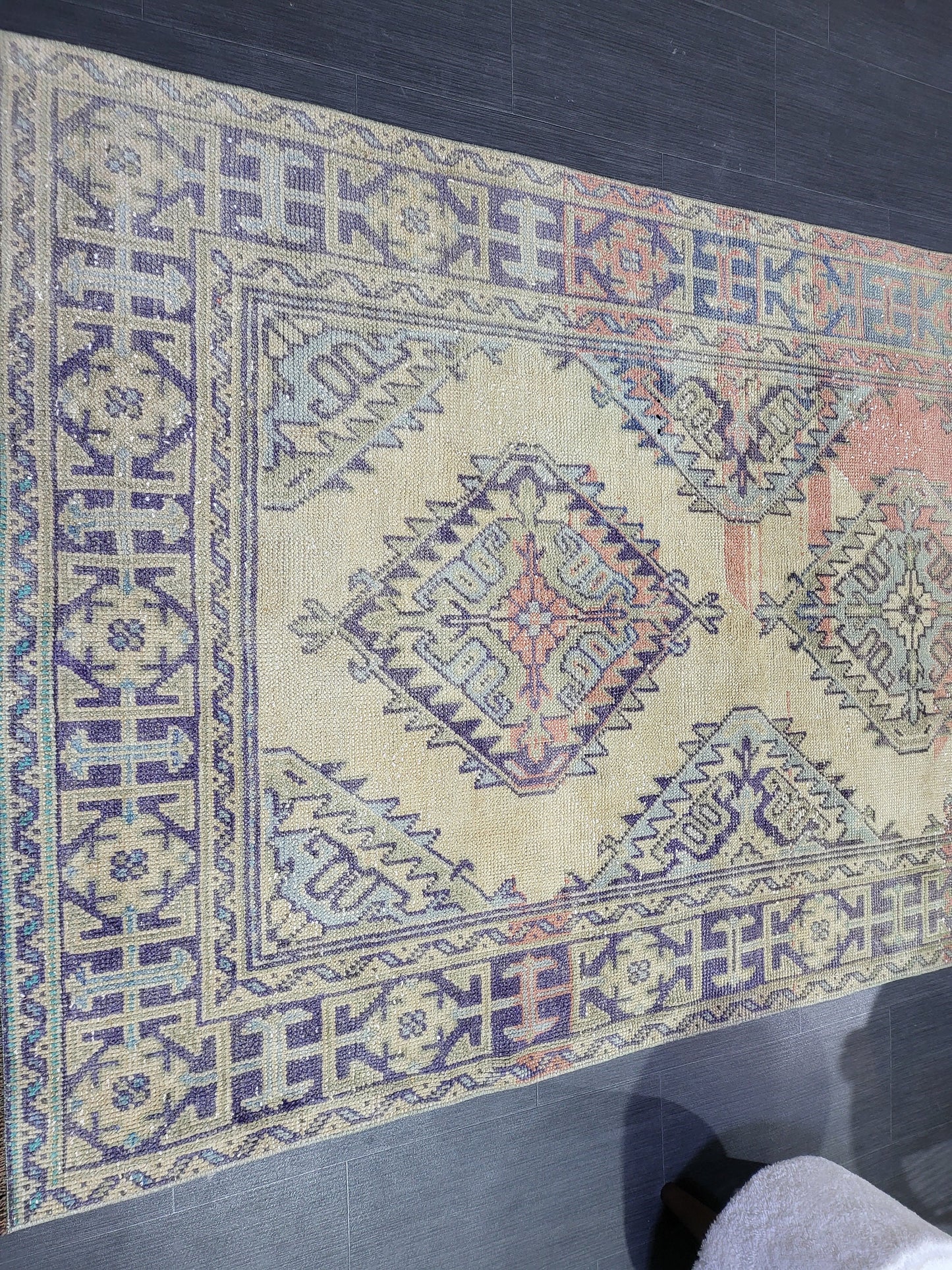 Hand Knotted Runner Rug, Turkish 4.4 x 11.10 Runner Rug, Vintage Runner Rug, Hallway Runner Rug, Persian Runner Rug Wool Runner Rug