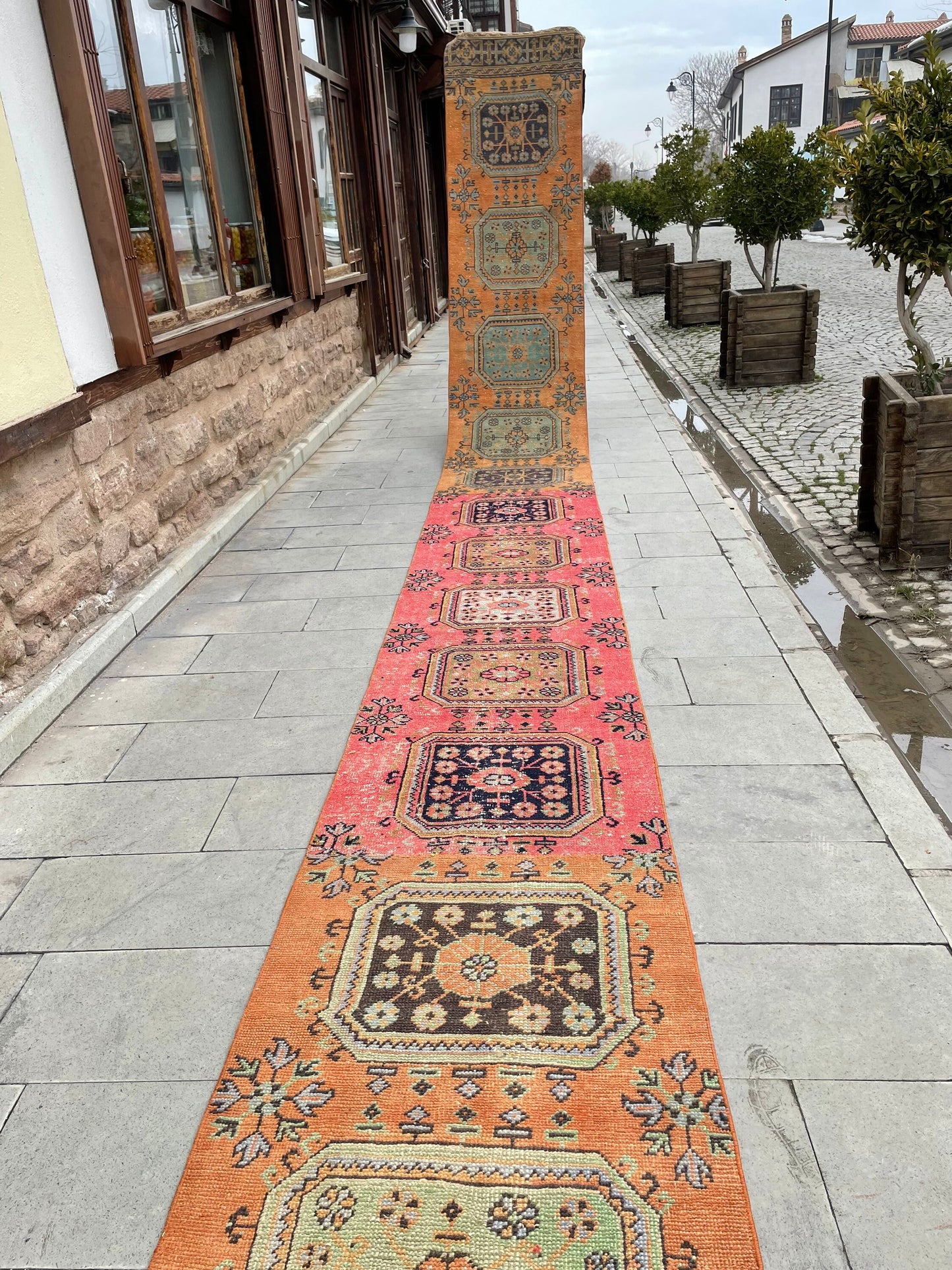 Handmade Staircase Runner Rug 2.6 x 30 ft Extra Long TURKISH Runner Rug Vintage Runner Rug Oushak Runner Rug Runner Hand Knotted Runner