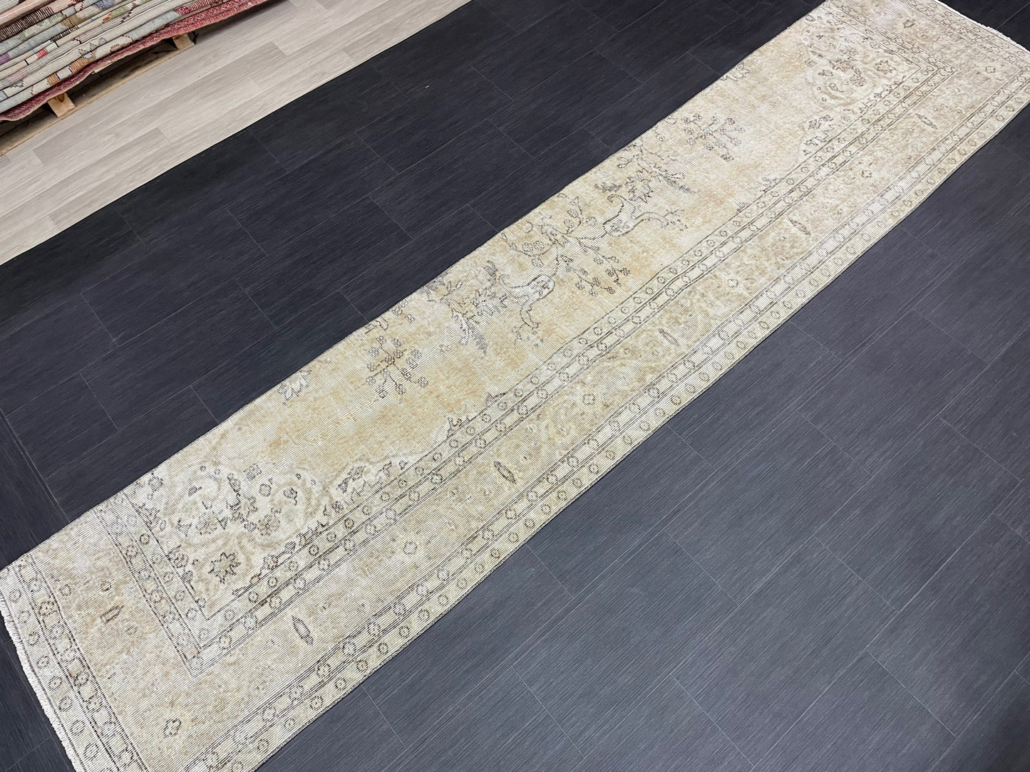 Muted Oushak Runner 2.5 x 11.5 Rug Distressed Turkish Runner Rug Vintage Runner Handmade Hallway Runner Rug Kitchen Runner Rug Wool Runner