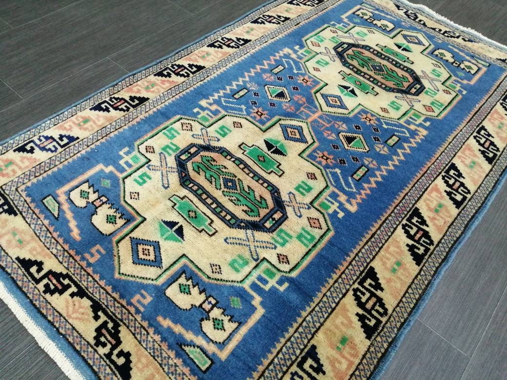Vintage Rug 4.2 x 2.5 HAND MADE Rug Vintage Turkish Rugs Oushak Rug Hand Made Rug, Vintage Oushak Rug, Wool Rug