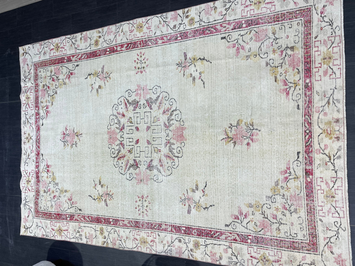 Distressed RUG, Vintage 6.2 x 9.3 Rug, Oushak Rug, Handmade Rug, Turkish Rug, Antique Rug, Farmhouse Rug, Persian Rug,Rustic Rug