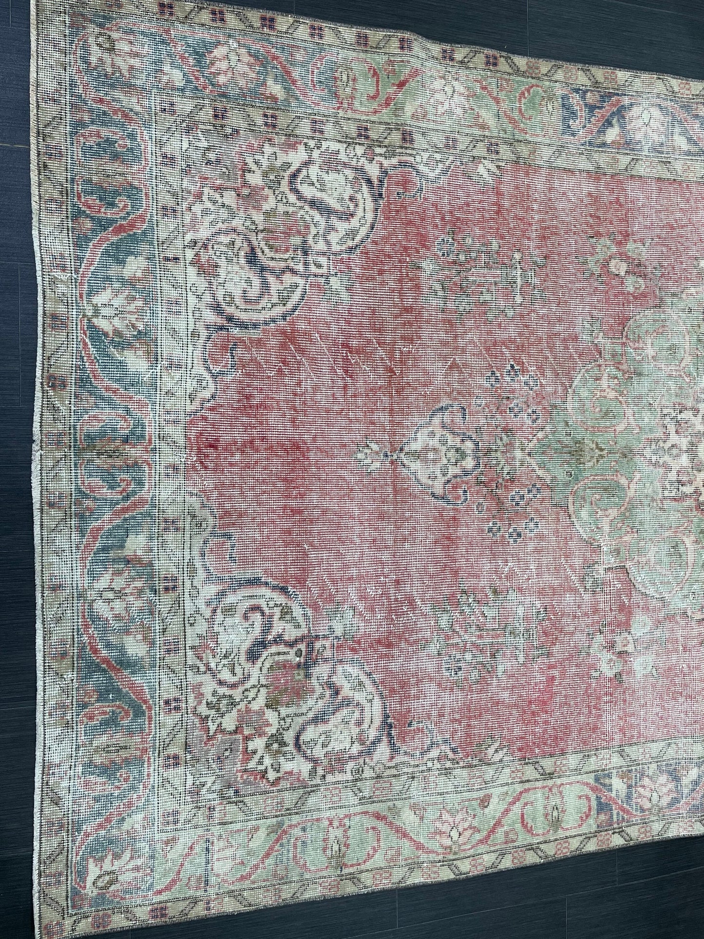 TURKISH HAND MADE Rug 5.6 x 9 Vintage Distressed Rug Oushak Rug Traditional Rug Oriental Rug Vintage Floral Rug Wool Rug
