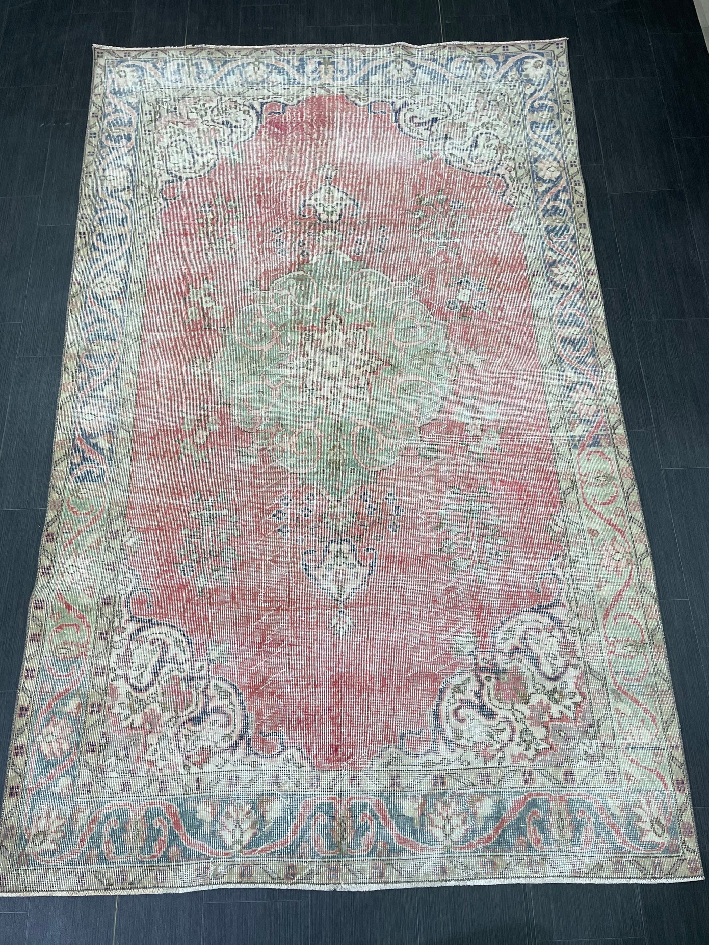 TURKISH HAND MADE Rug 5.6 x 9 Vintage Distressed Rug Oushak Rug Traditional Rug Oriental Rug Vintage Floral Rug Wool Rug
