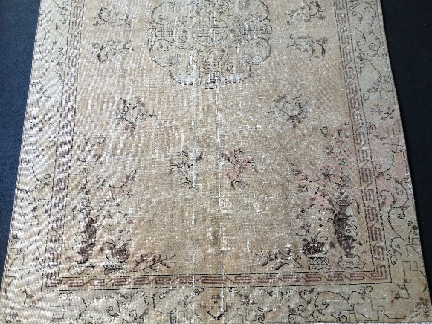 6 x 9.3 Large Area OUSHAK RUG TURKISH Oushak Rug Vintage Rug Vintage Rug Wool 6x9 Rug Hand Made Rugs Vintage Turkish Rug Muted Oriental rug