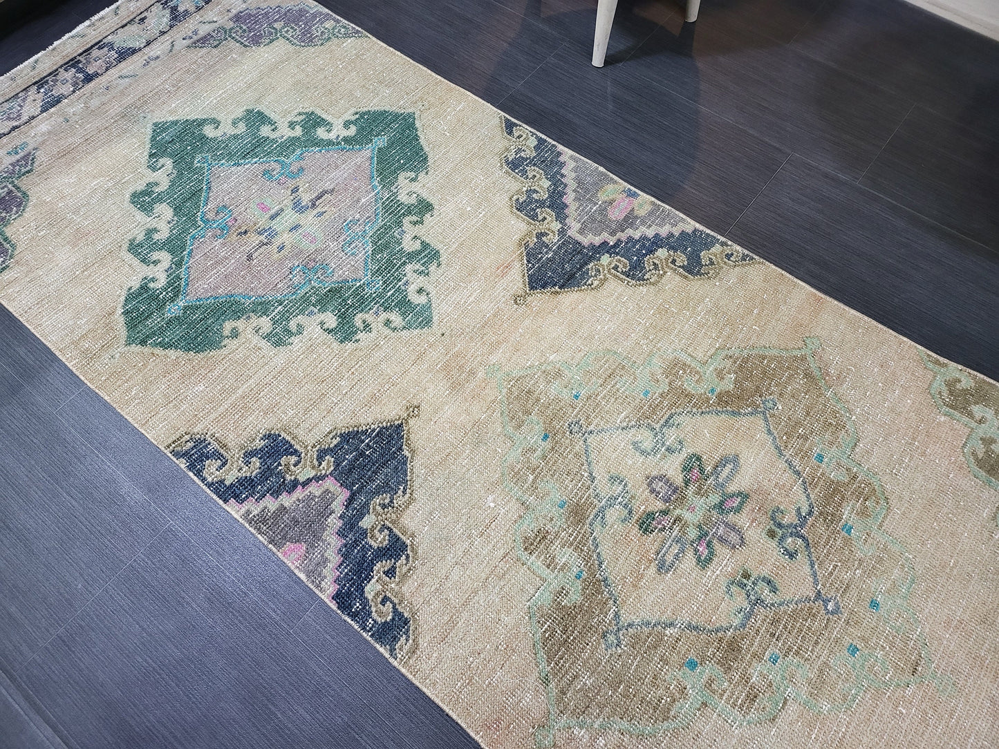 Antique Handmade Runner RUG, TURKISH Oushak 2.10 x 12.7 Rug, Vintage Runner Rug,Vintage Runner Rug Wool Oushak Rug Hand Knotted Rug
