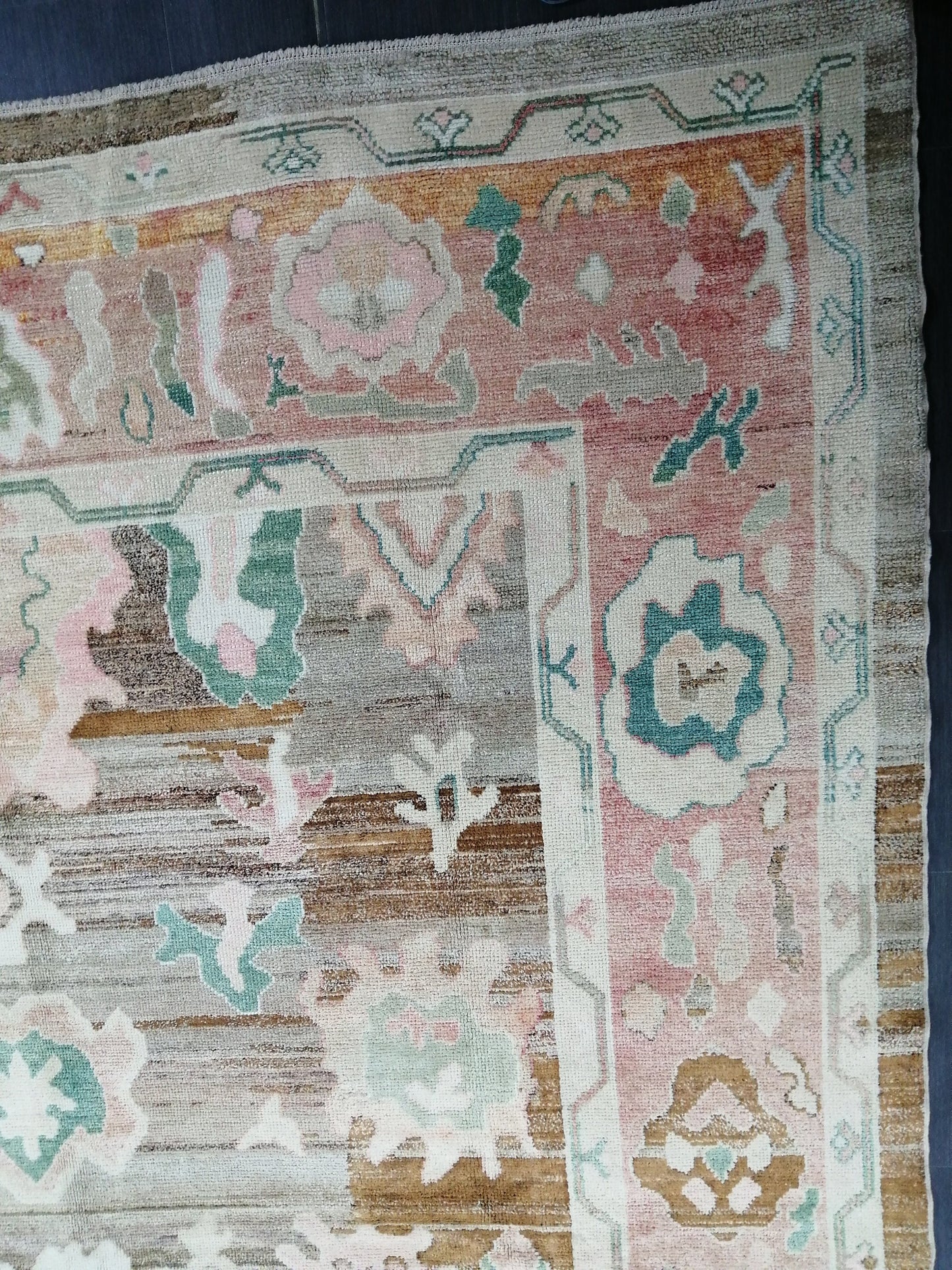 12 x 8.9 Vintage Muted OUSHAK RUG, TURKISH Oushak Rug, Wool Oushak Rug Hand Made Rugs, Vintage Oriental Rug
