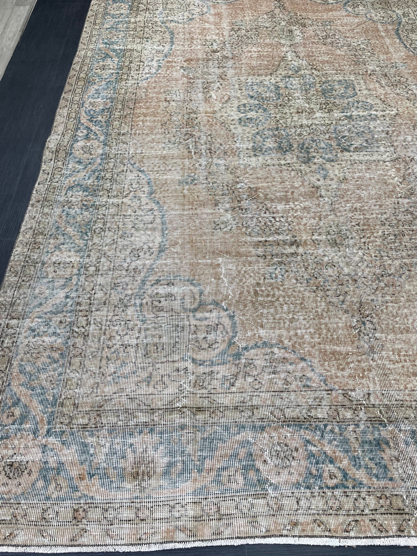Vintage RUG Hand Knotted 7.5 x 10.6 TURKISH Rug Vintage Oushak Rug Wool Distressed Rug Handmade Rugs Vintage Turkish Rug
