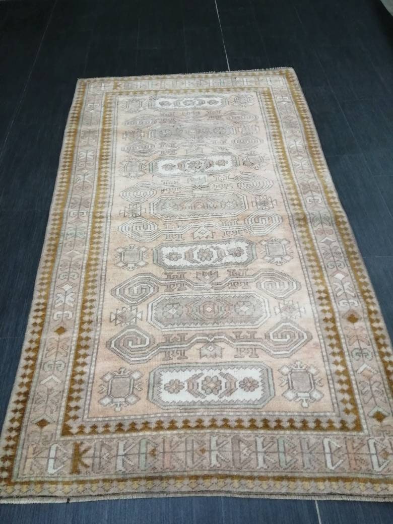 WOOL RUGS, 3.3 x 5.9 Vintage Turkish Oushak Rug, Hand woven Rug, Persian Living Room Rug, Oriental Rug, Farmhouse Rug,Knotted Rug