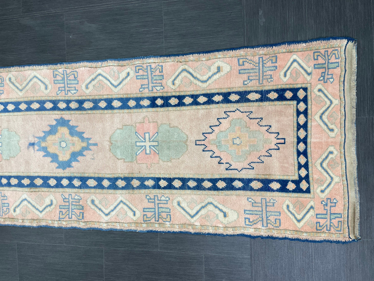 New Hand Knotted Runner Rug 2.7 x 13.3 Long Muted Turkish Runner Rug Muted Oushak Runner Rug Hallway Runner Kitchen Runner Rug Wool Runner