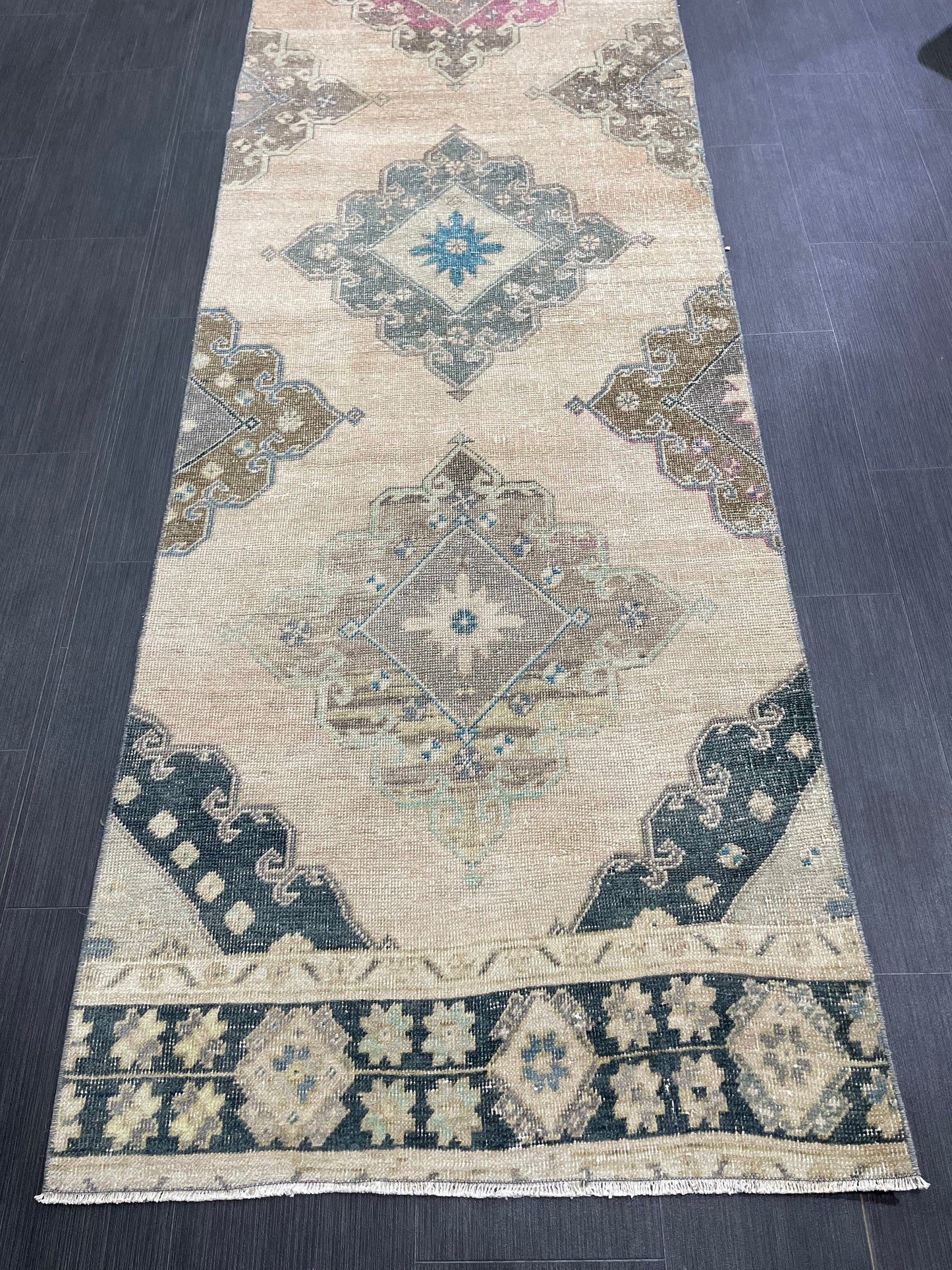 MUTED Oriental Runner Rug 3 x 12.6 Runner Antique TURKISH Runner Faded Vintage Runner Rug Muted Vintage XL Turkish Muted Runner Rug