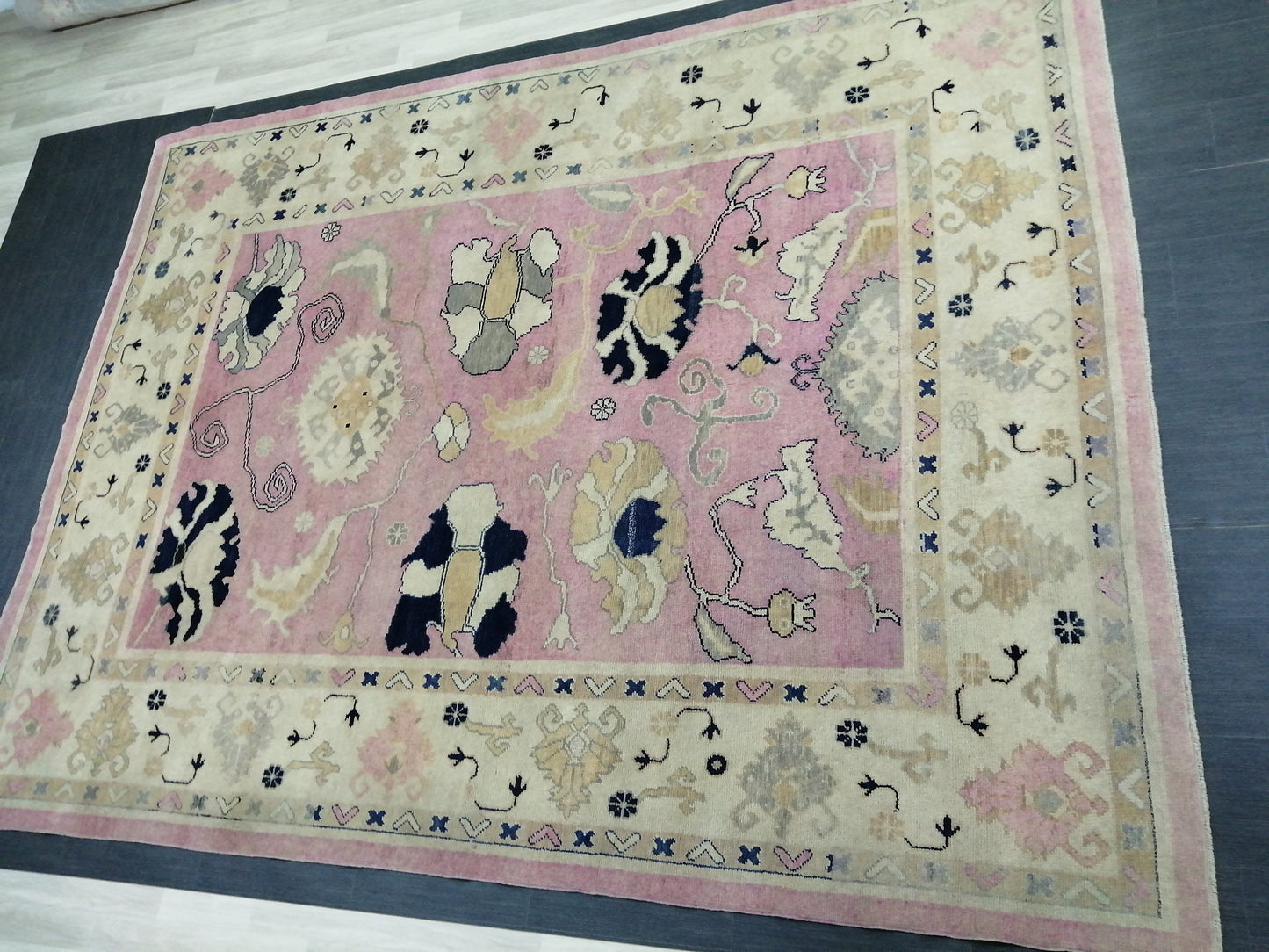 9x11.8 OUSHAK RUG, TURKISH Oushak Rug, Vintage Oushak Rug, Rug, Wool Vintage Rug Hand Made Rugs, Made In Turkey Oushak Rug, 9x12 high Pile